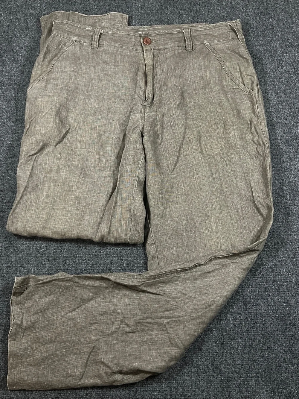 Zara Men's 100% Linen Pants Olive Trousers Size 34x32 Old Money Preppy Summer